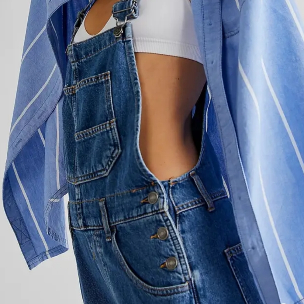 All time faves bib denims in medium blue. Medium blue wash.  Sz large. N… - Picture 5 of 7